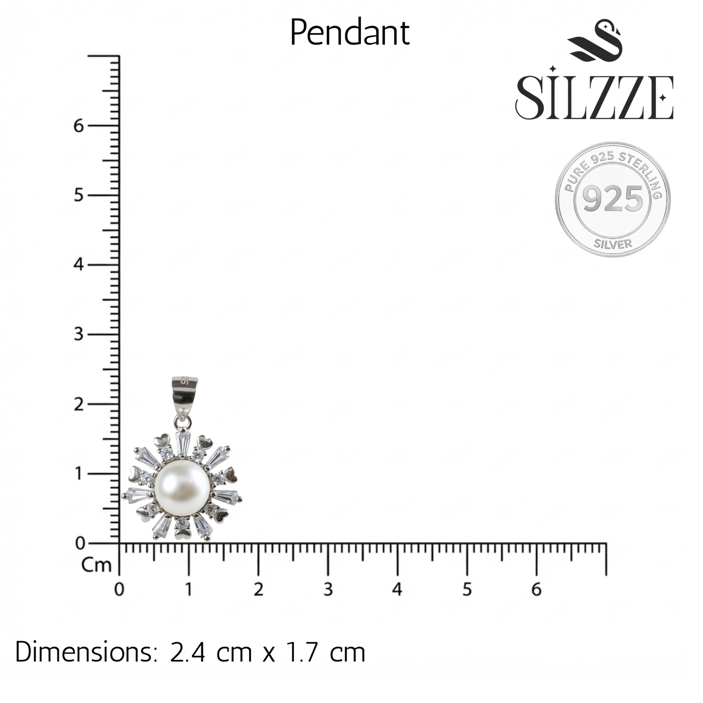 Silver Heart Radiant sunshine Pearl Pendant set