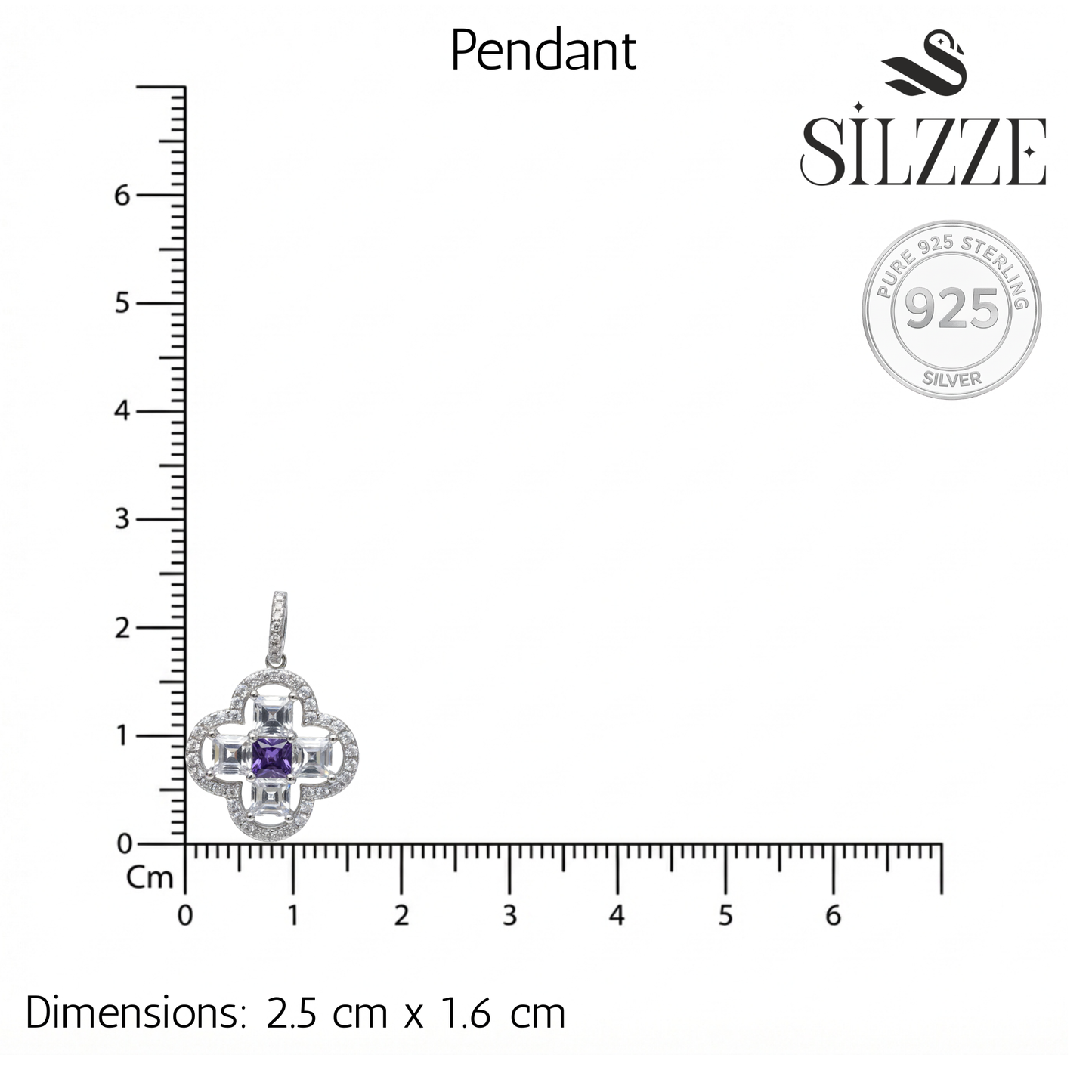 Silver Elegant Design Purple Amethyst Clover Pendant set for her