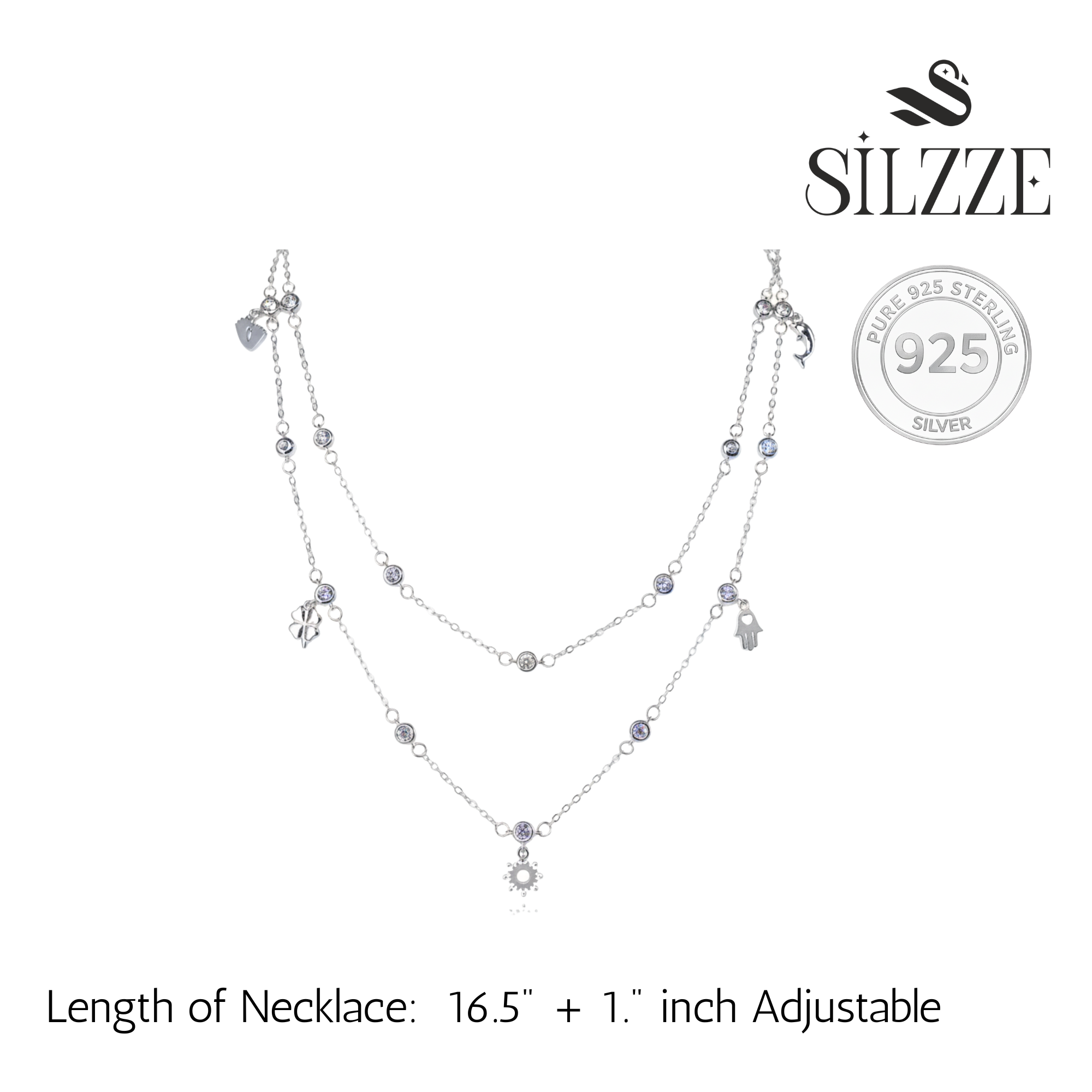 Silver Double Layered Bezel Charm Set