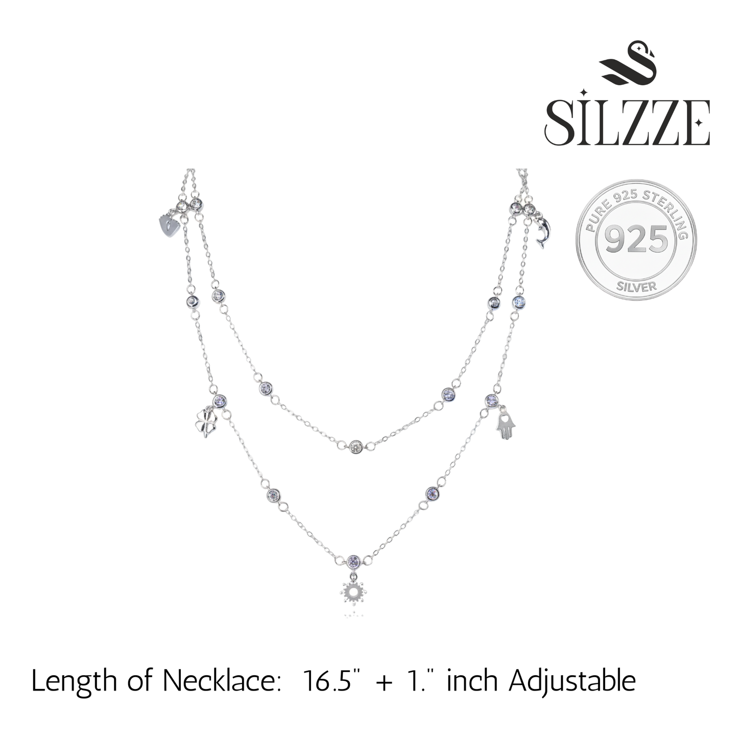 Silver Double Layered Bezel Charm Set