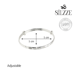 999 Silver Brilliant cutting Design Adjustable Baby bracelet (Kada)