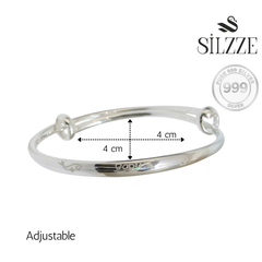 Silver 'Baby' Engraved Aqua Baby Bracelet (kada)