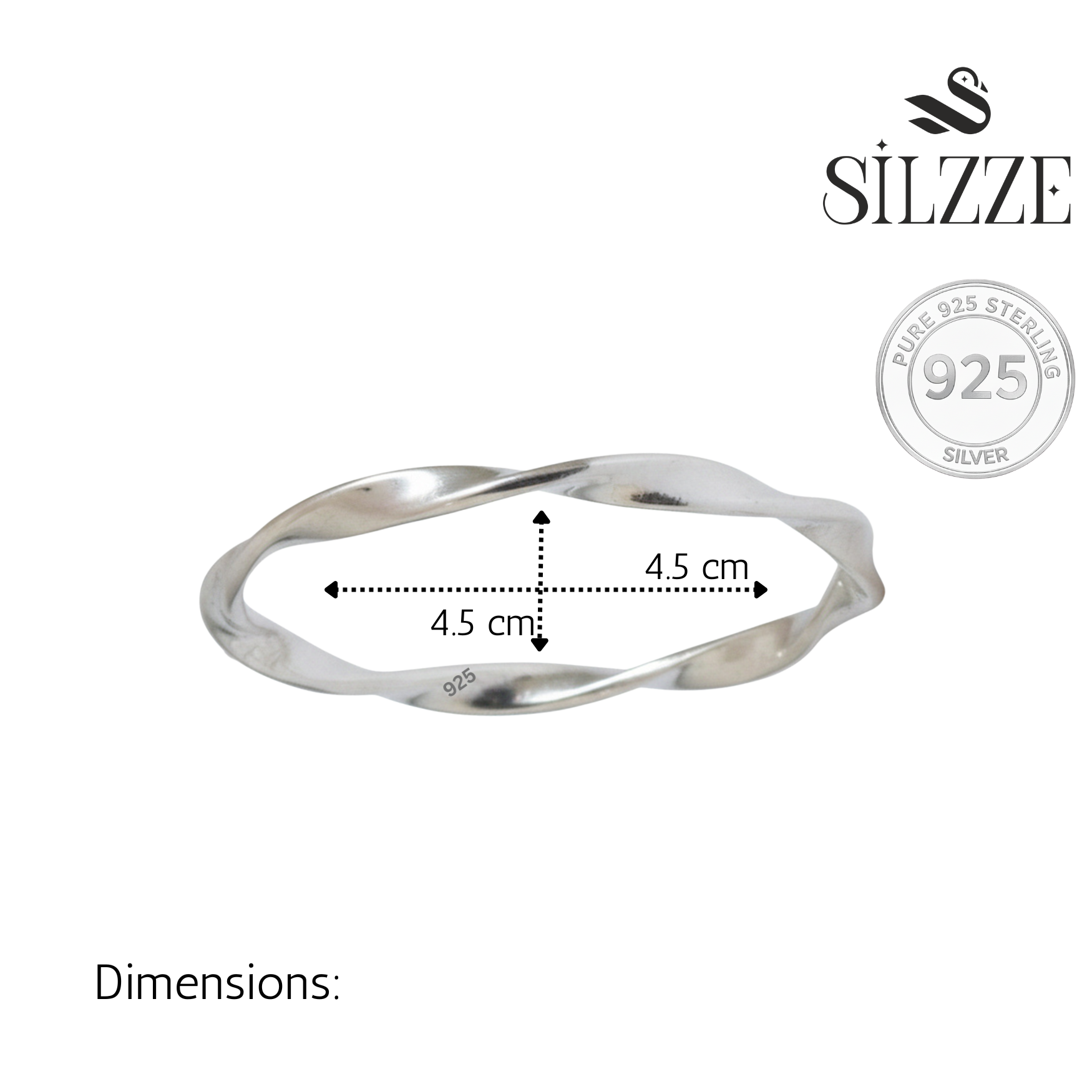 Silver Twisted Baby kada with Rhodium polish