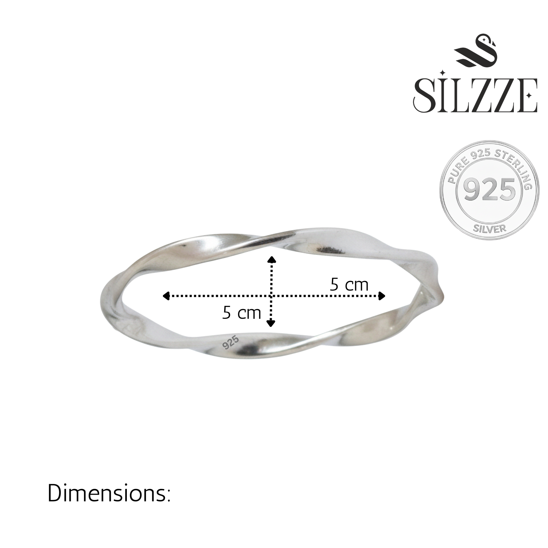 Silver Twisted Baby kada with Rhodium polish