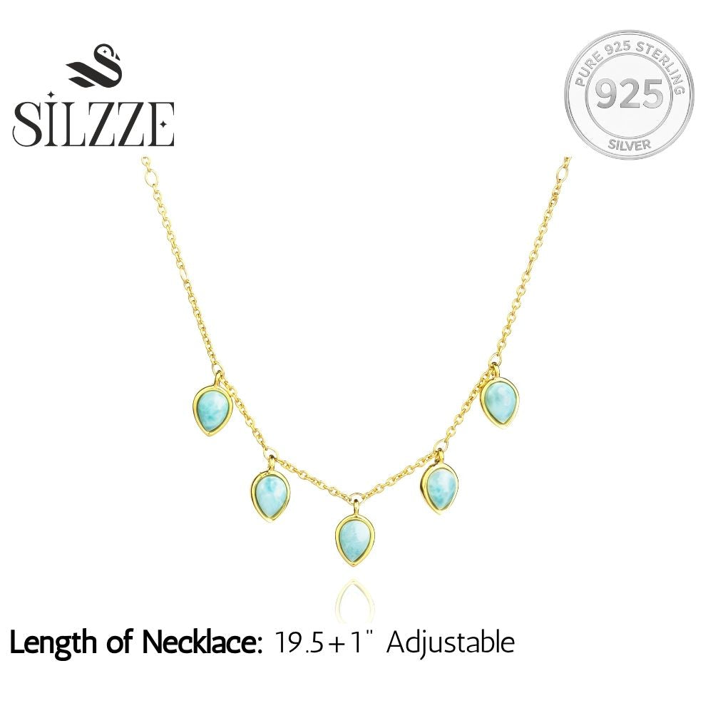 Classic 925 Silver Gemstone Drop Necklace