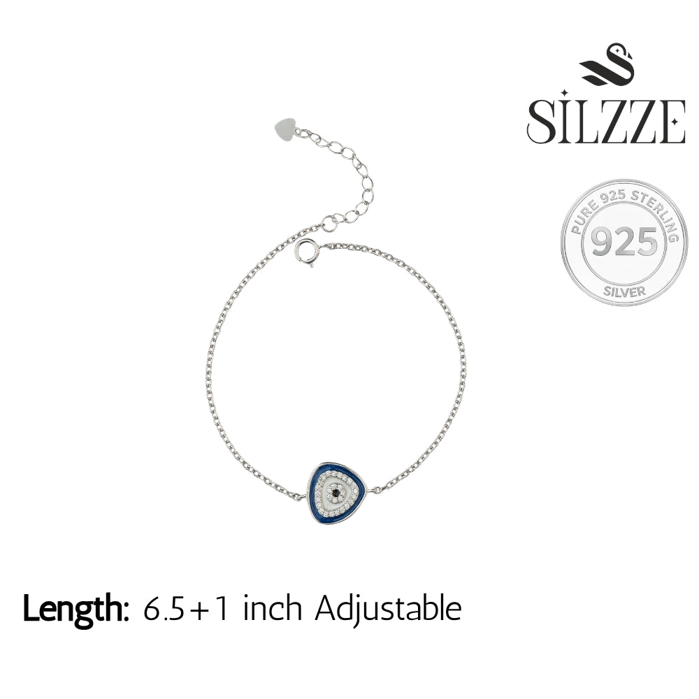 Silver Radiant Triangular Evil Eye Bracelet
