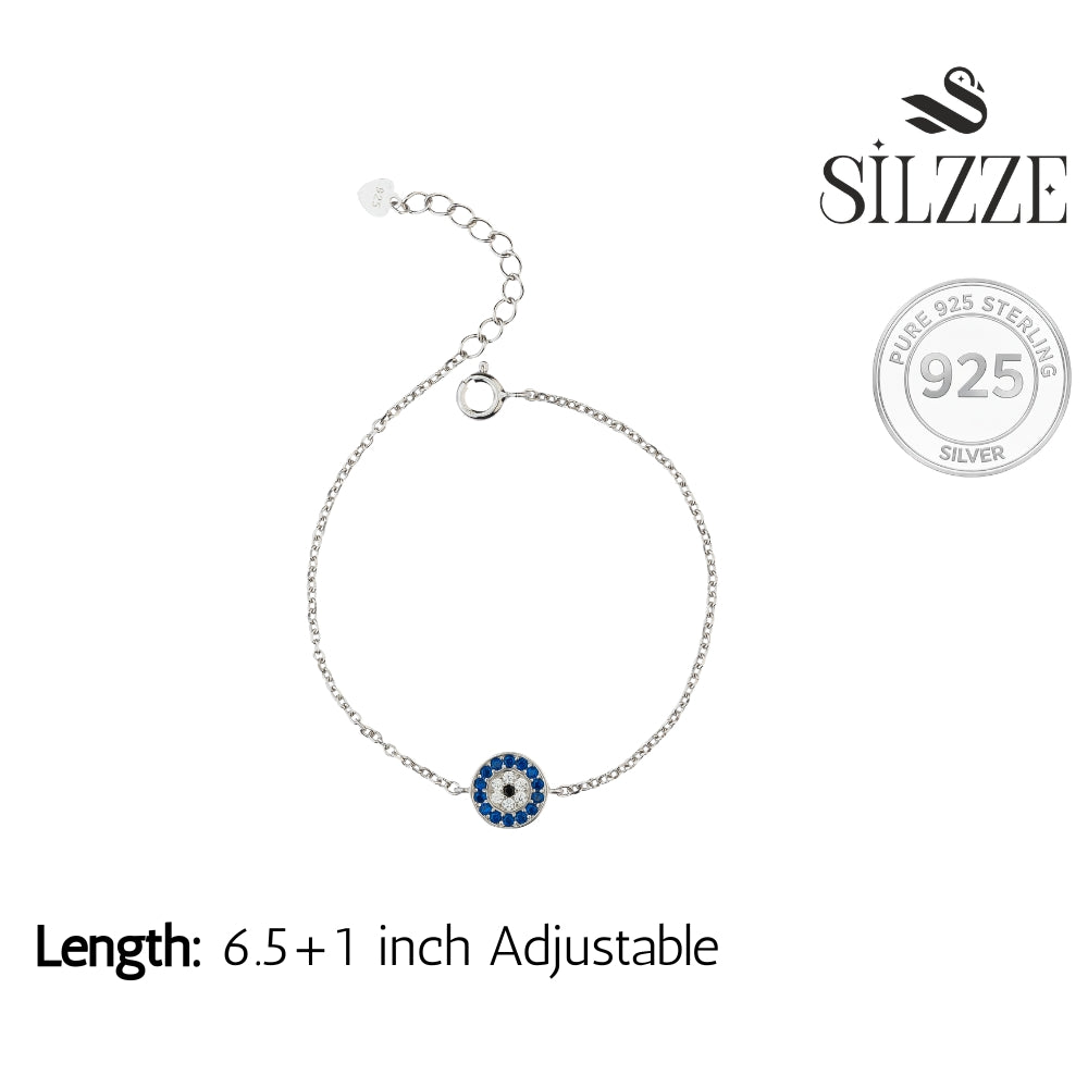 Pure Silver Celestial Halo Evil Eye Bracelet