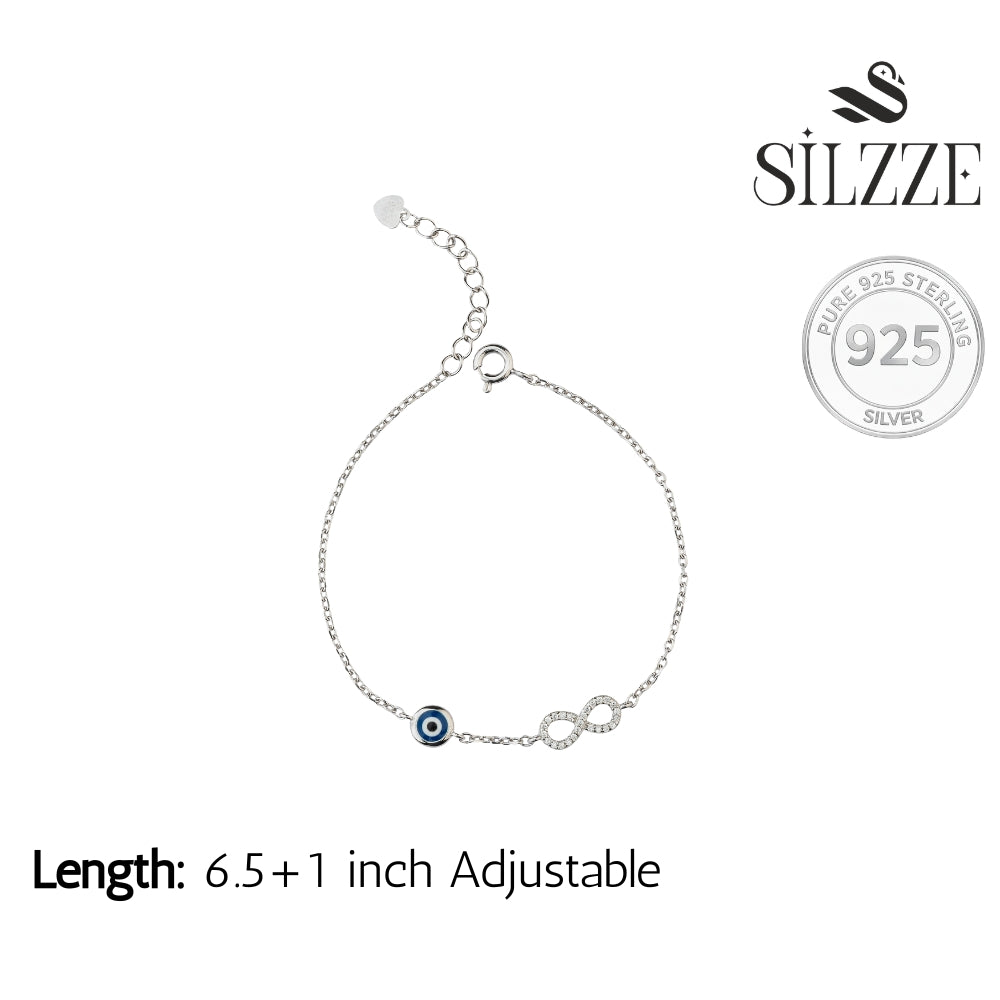 Pure Silver Infinite Protection Evil Eye Bracelet