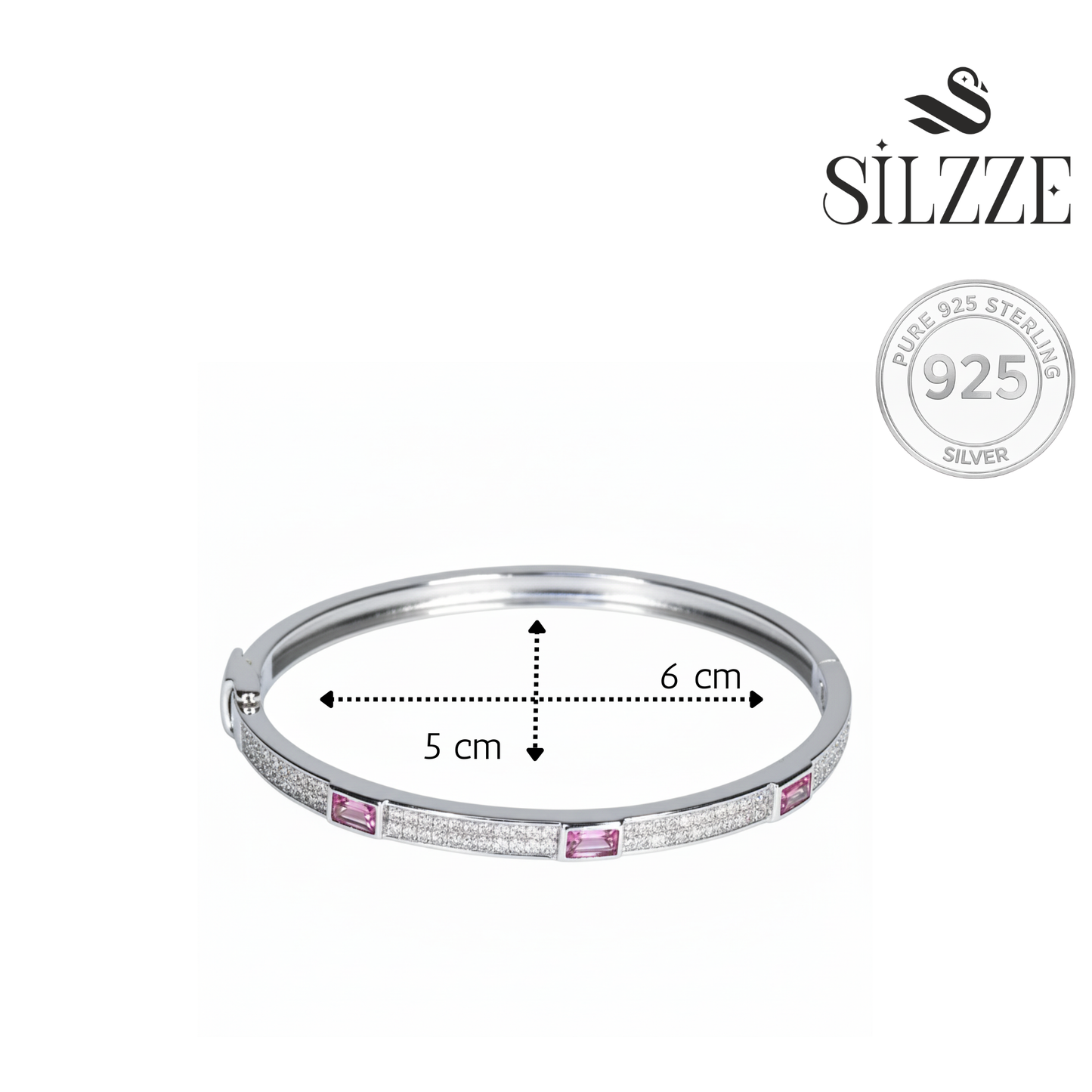 Silver Pink Glaze stones Fine Bracelet for her
