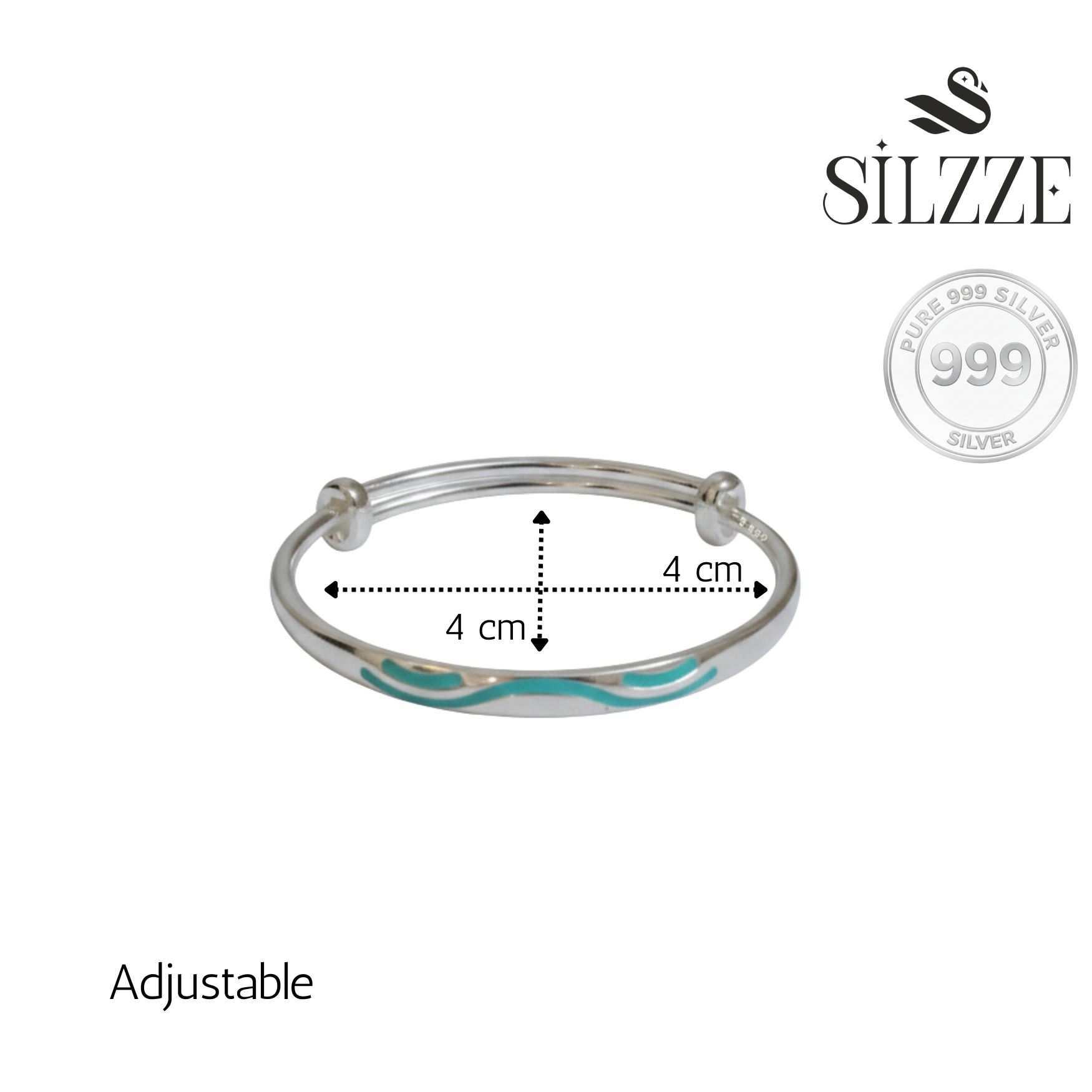 999 Fine Silver Versatile Enamel Adjustable Baby Bracelet