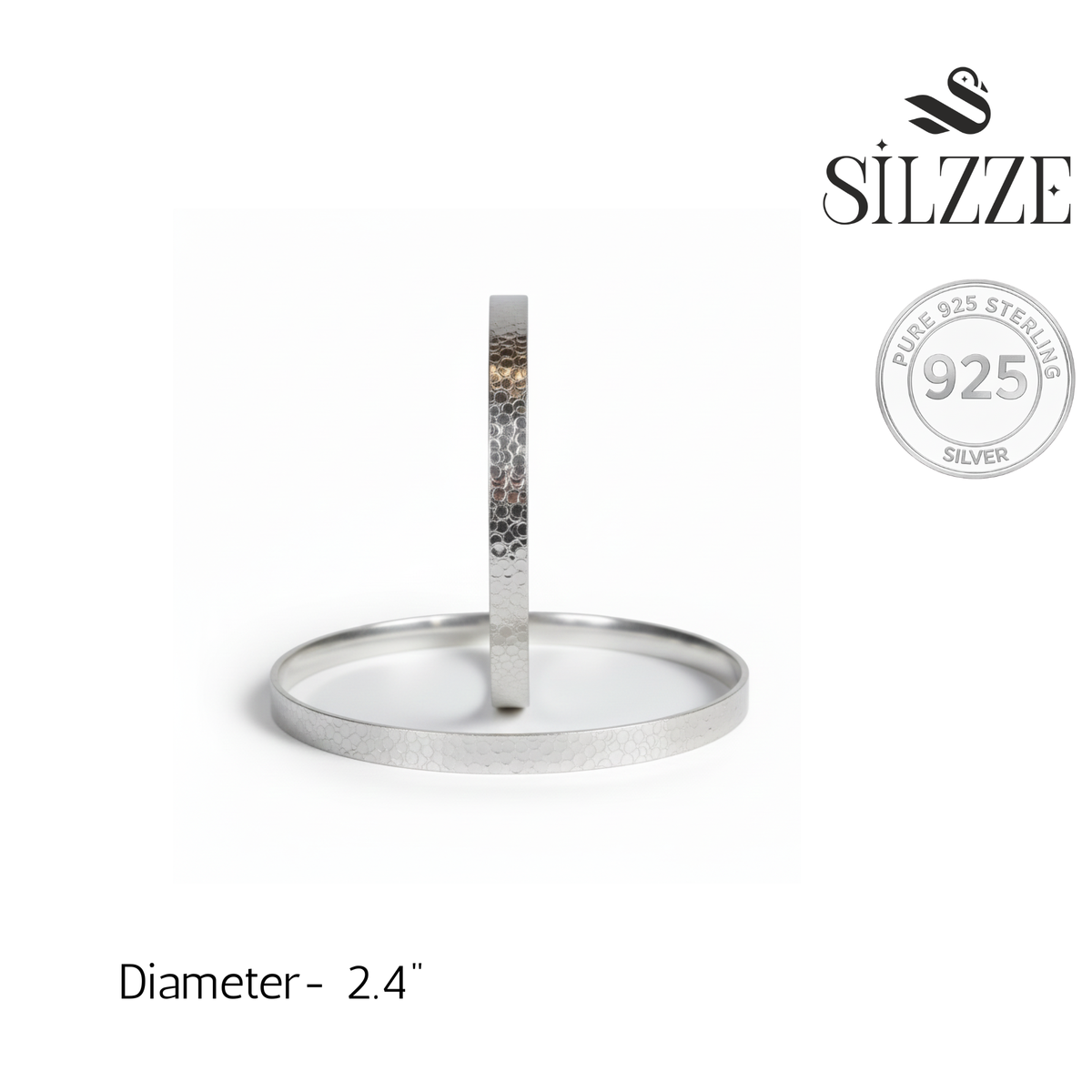 925 Silver Hammered Mirror polished Bangles