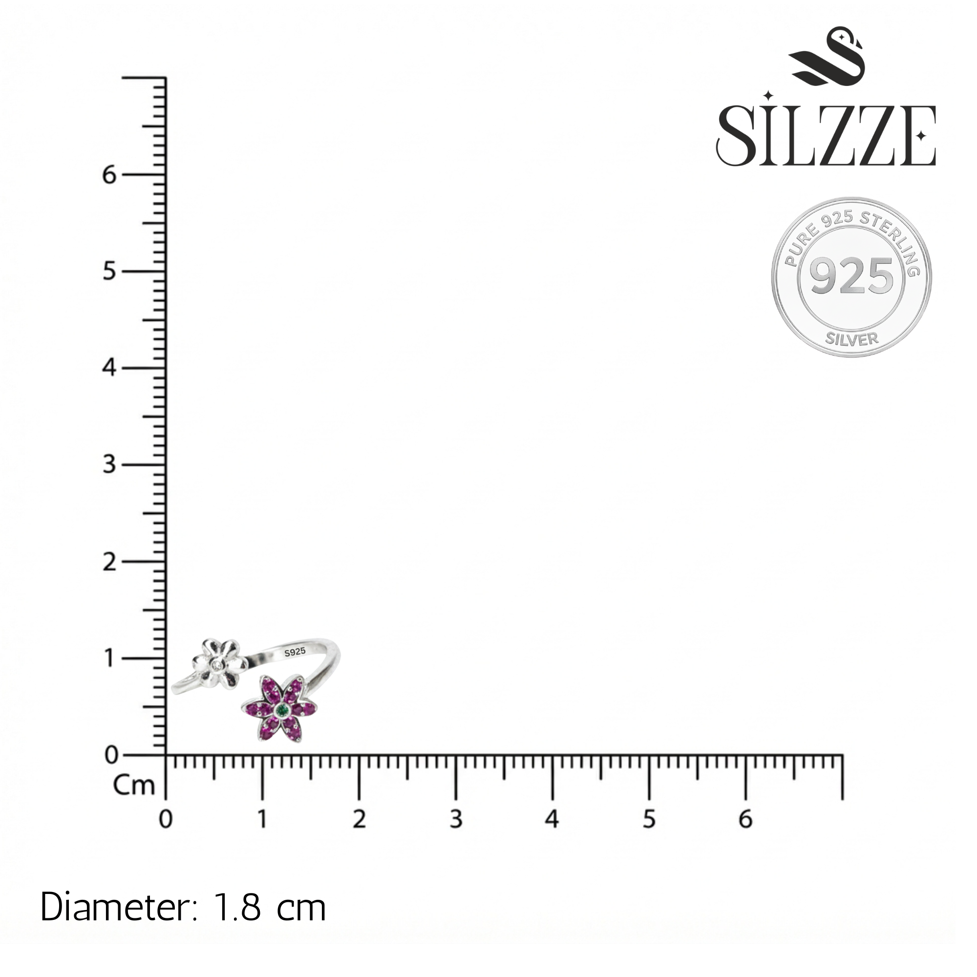 Silver Pink CZ Toe Ring