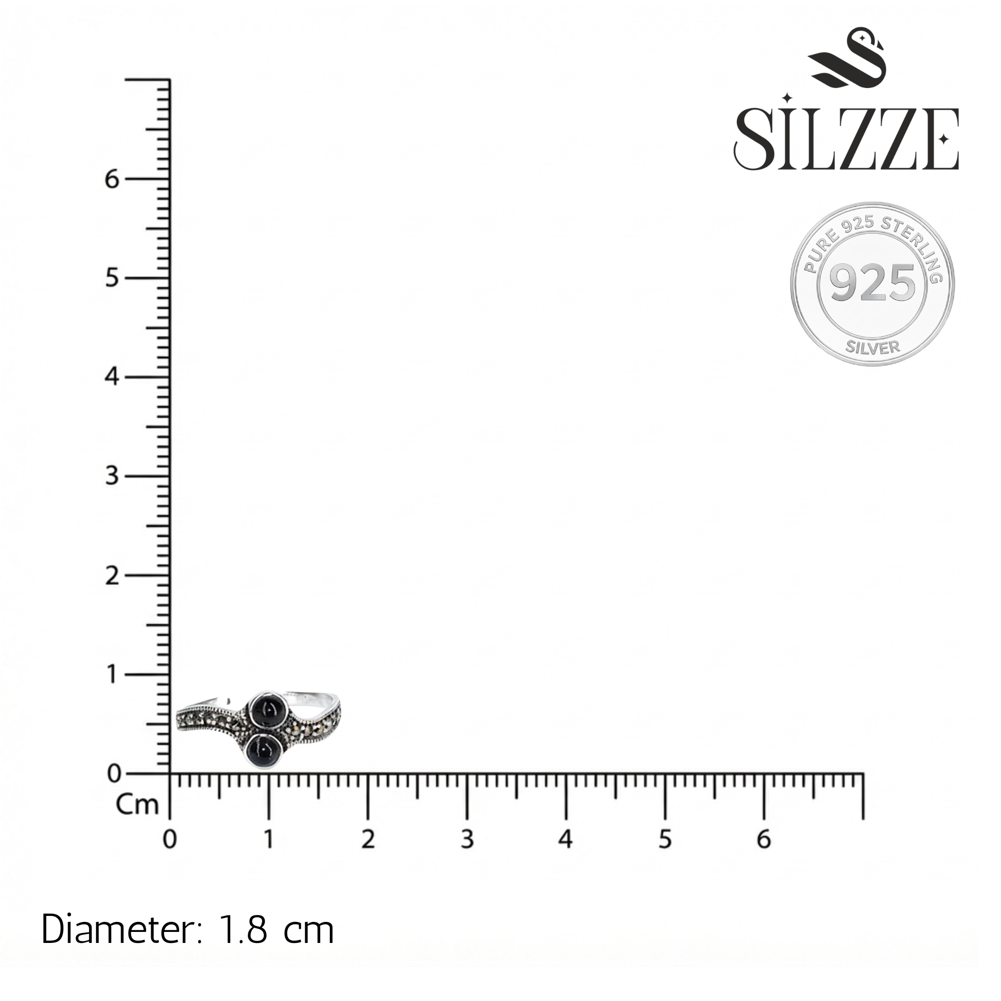 Silver Oxidized Black Stone Toe Ring