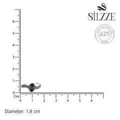 Silver Oxidized Black Stone Toe Ring