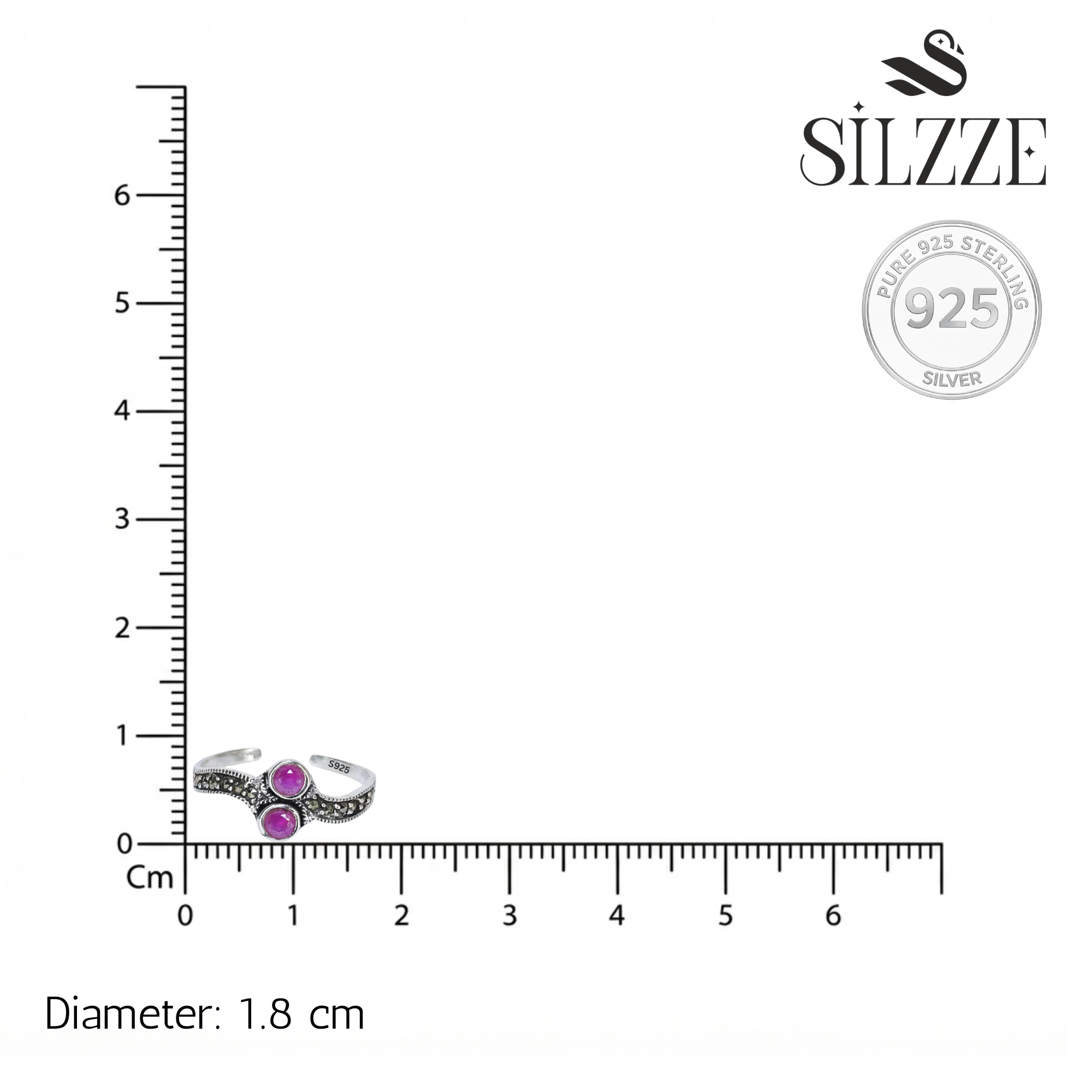 Silver Pink Oxidized Heritage Toe Rings