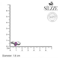 Silver Pink Oxidized Heritage Toe Rings