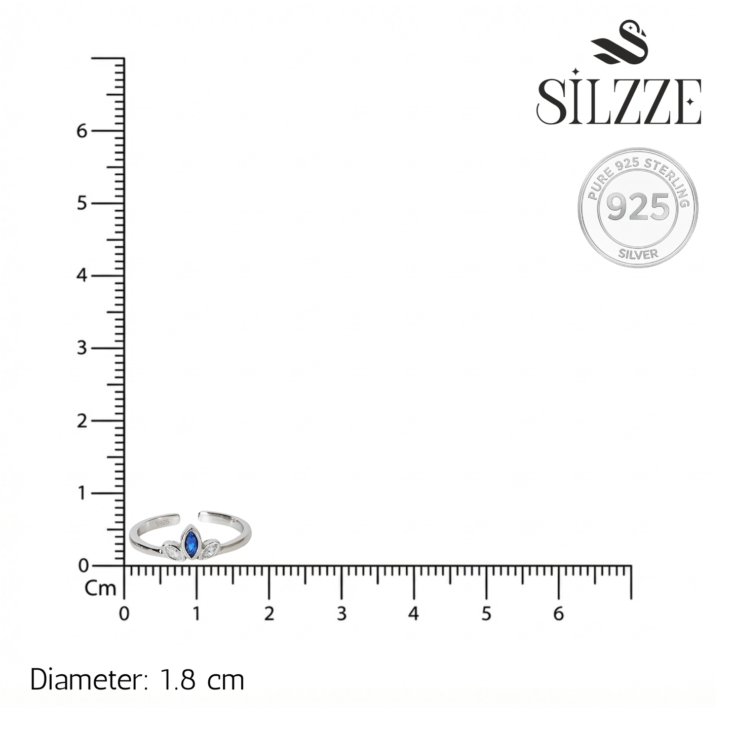 Silver Blue crown Toe ring