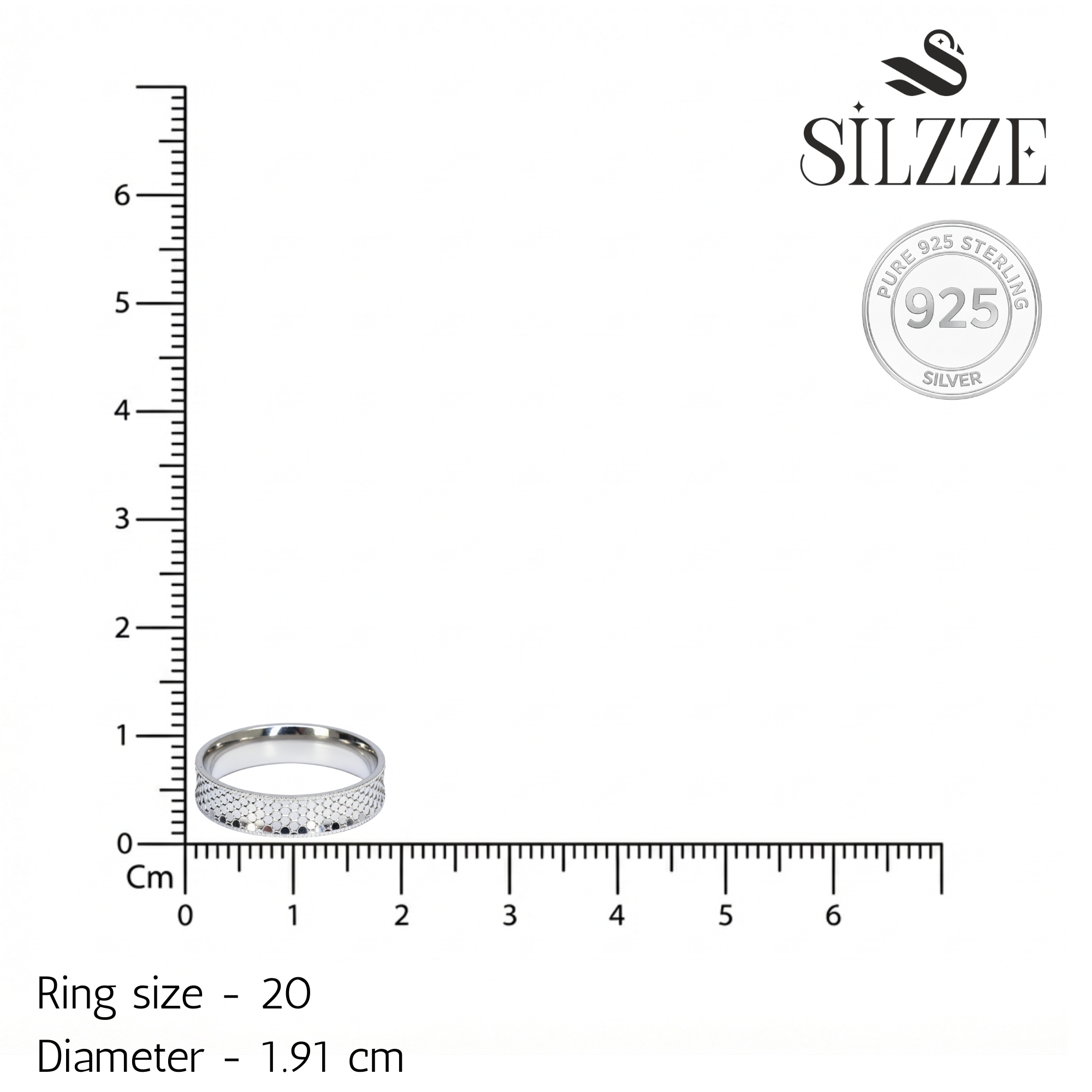 Silver Men's Modern Honeycomb Design Band