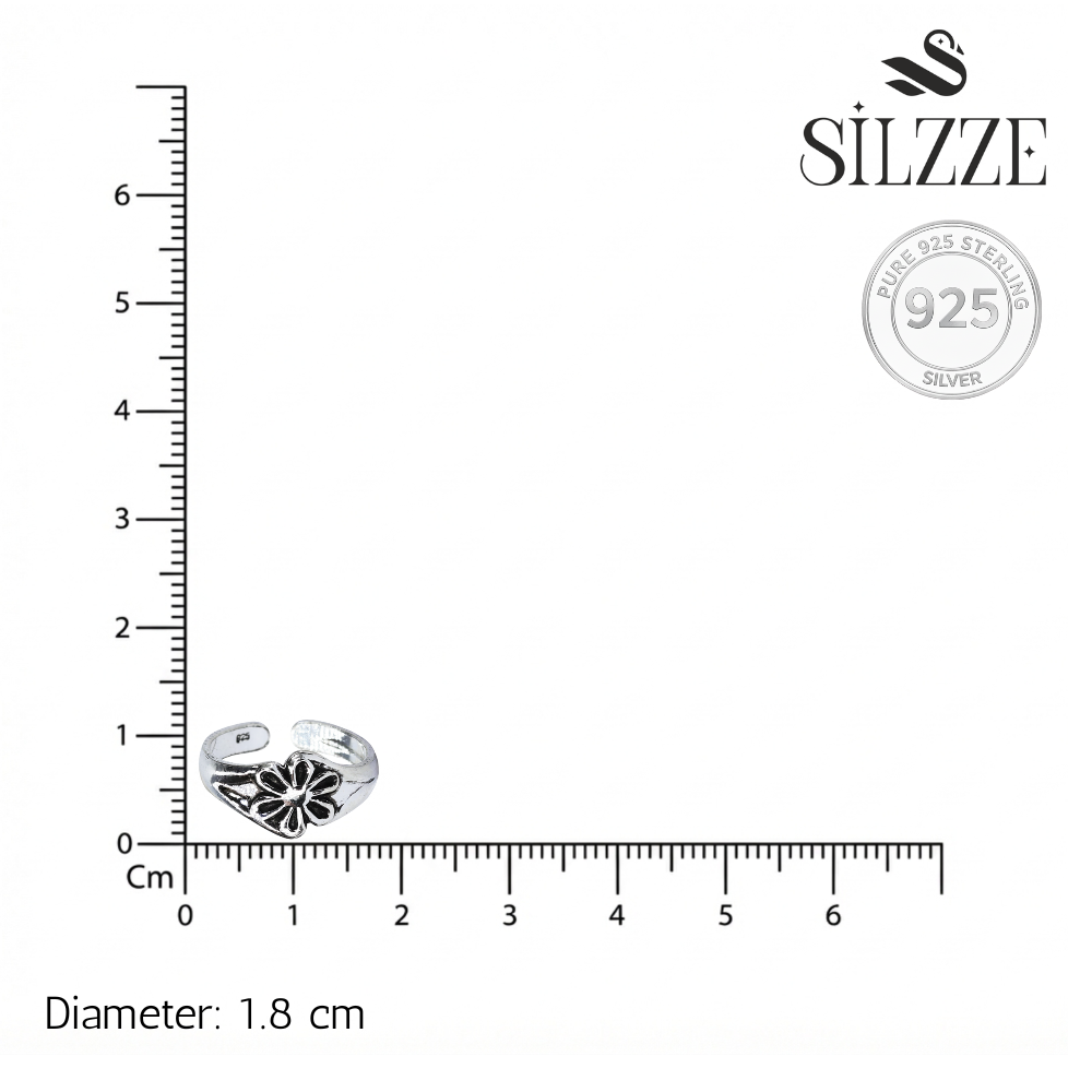 Silver Lush Flower Toe Ring