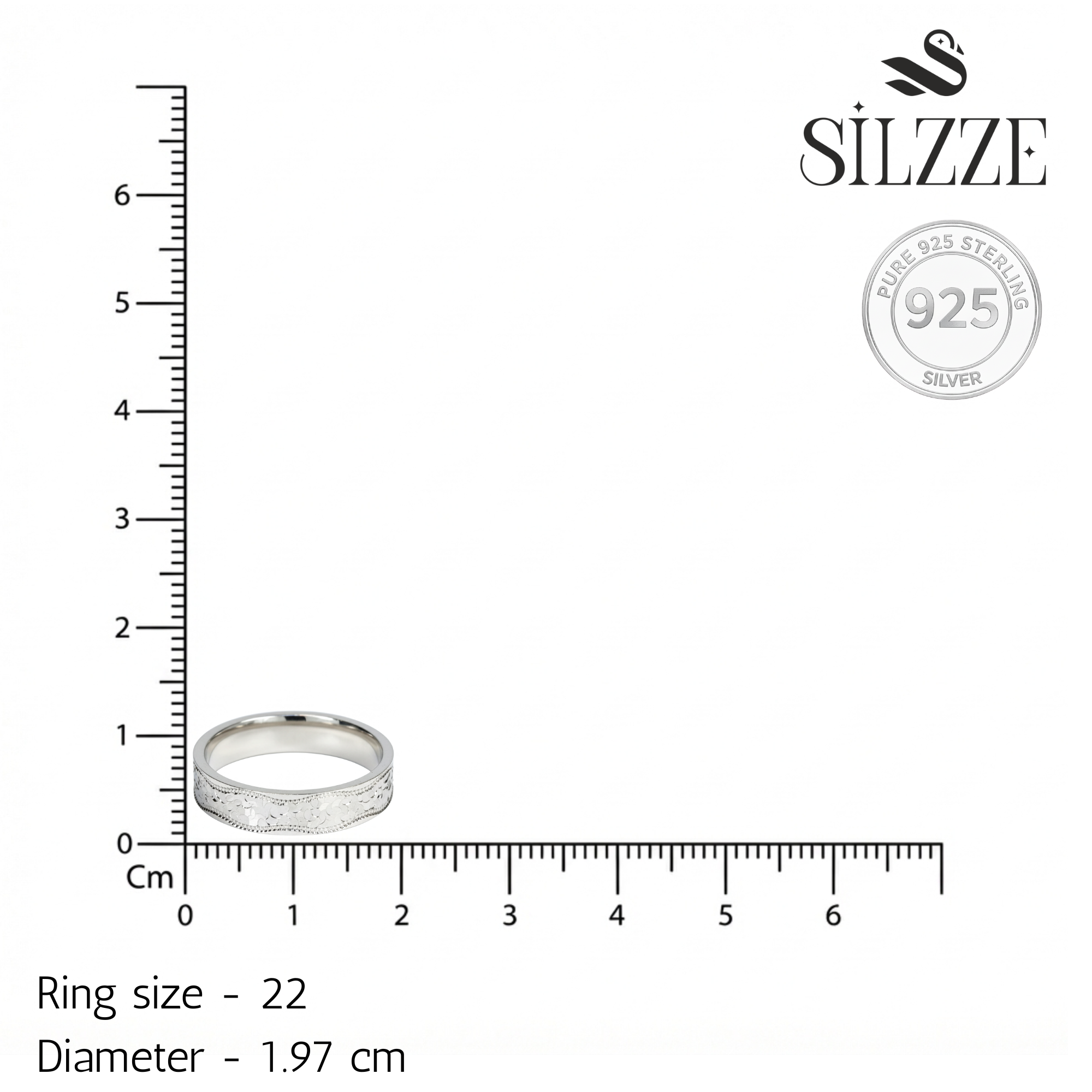 Silver Vintage engraved Hammer pattern Band ring