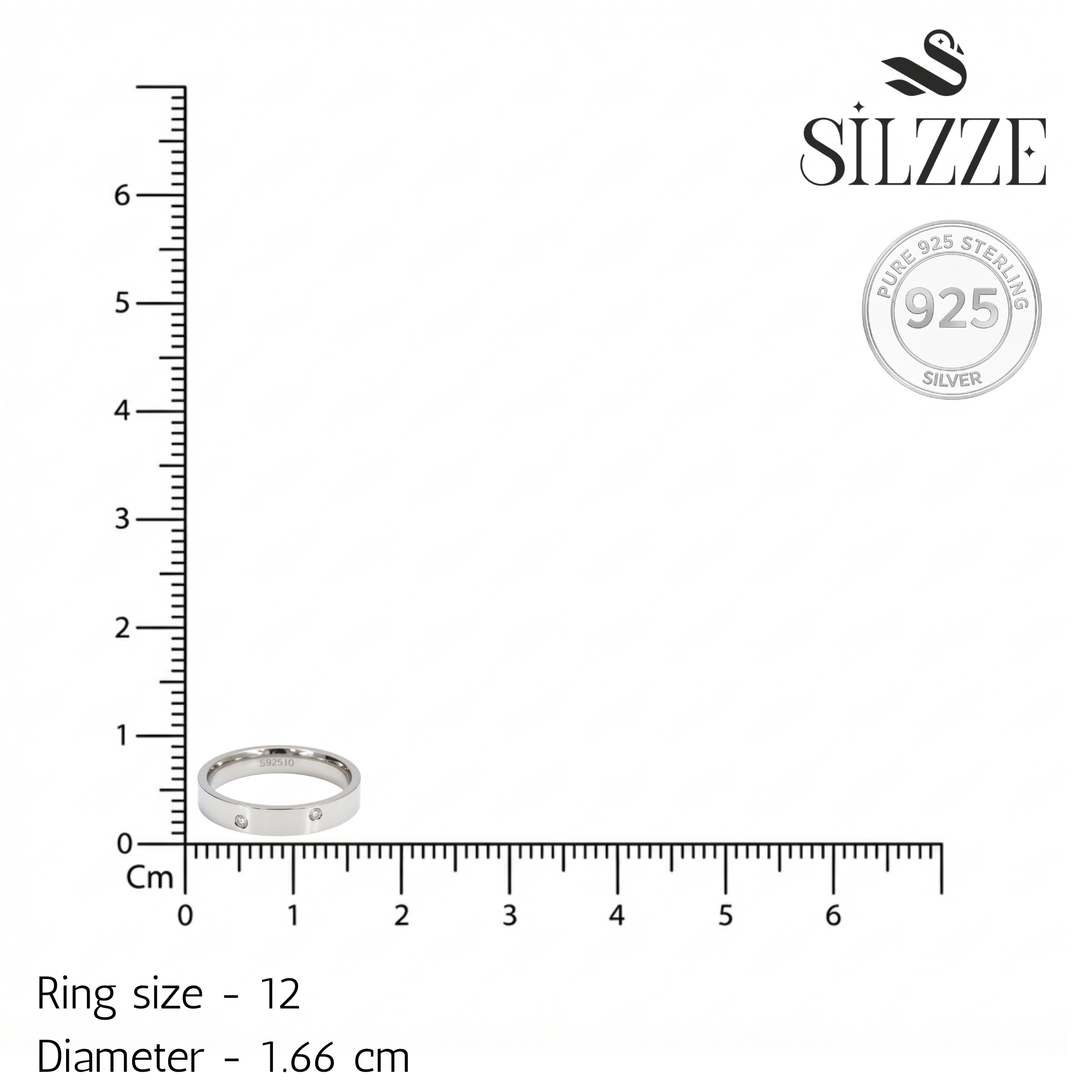 Silver Modern & Minimal CZ diamond Band ring