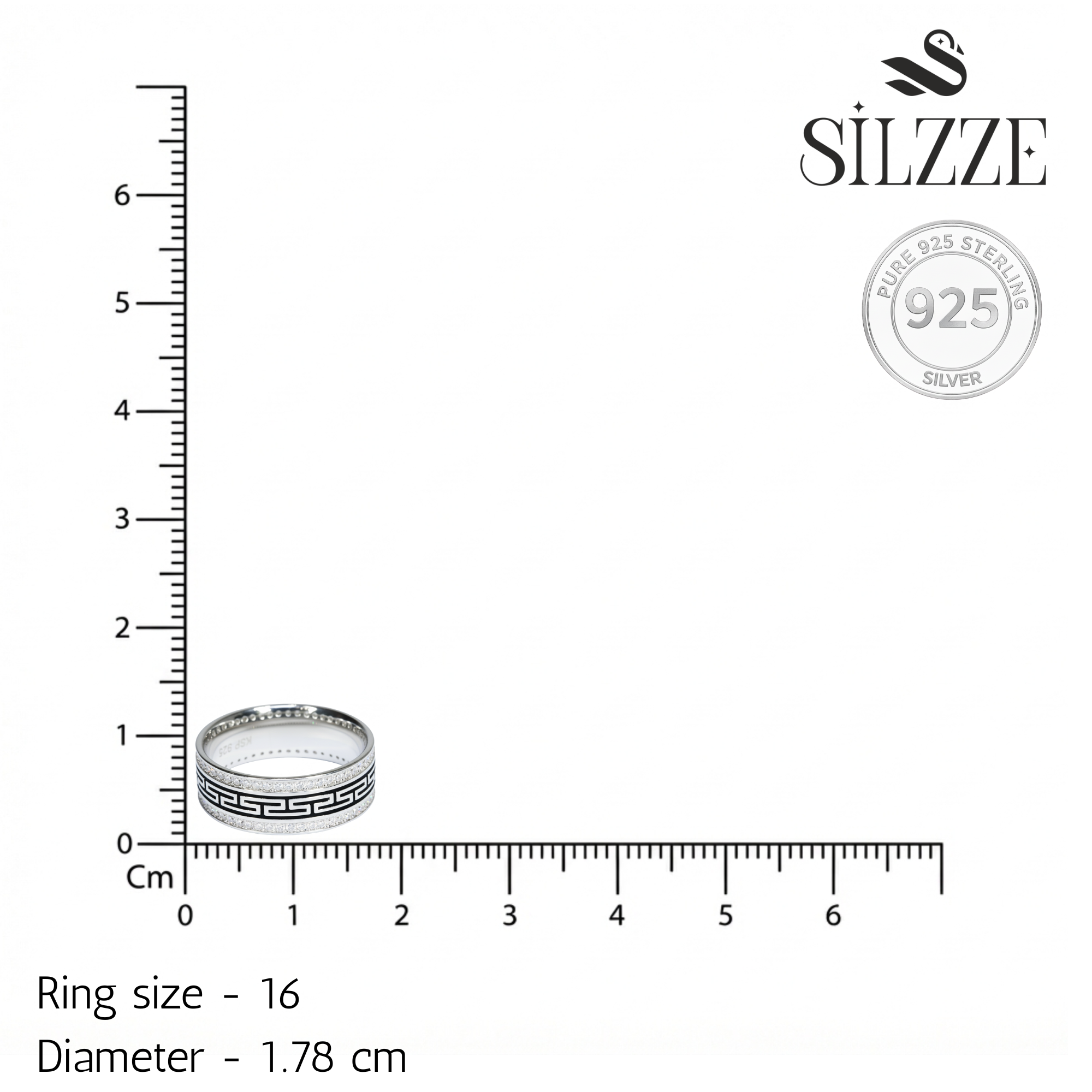 Sterling Silver Greek Key Meander Band Ring for him