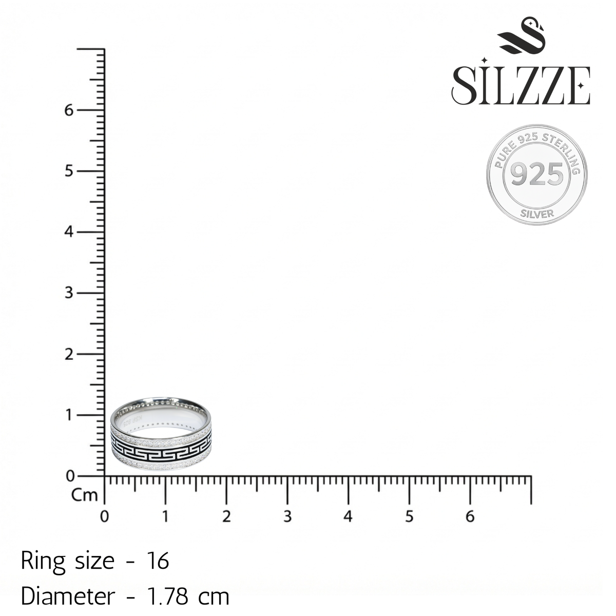 Sterling Silver Greek Key Meander Band Ring for him