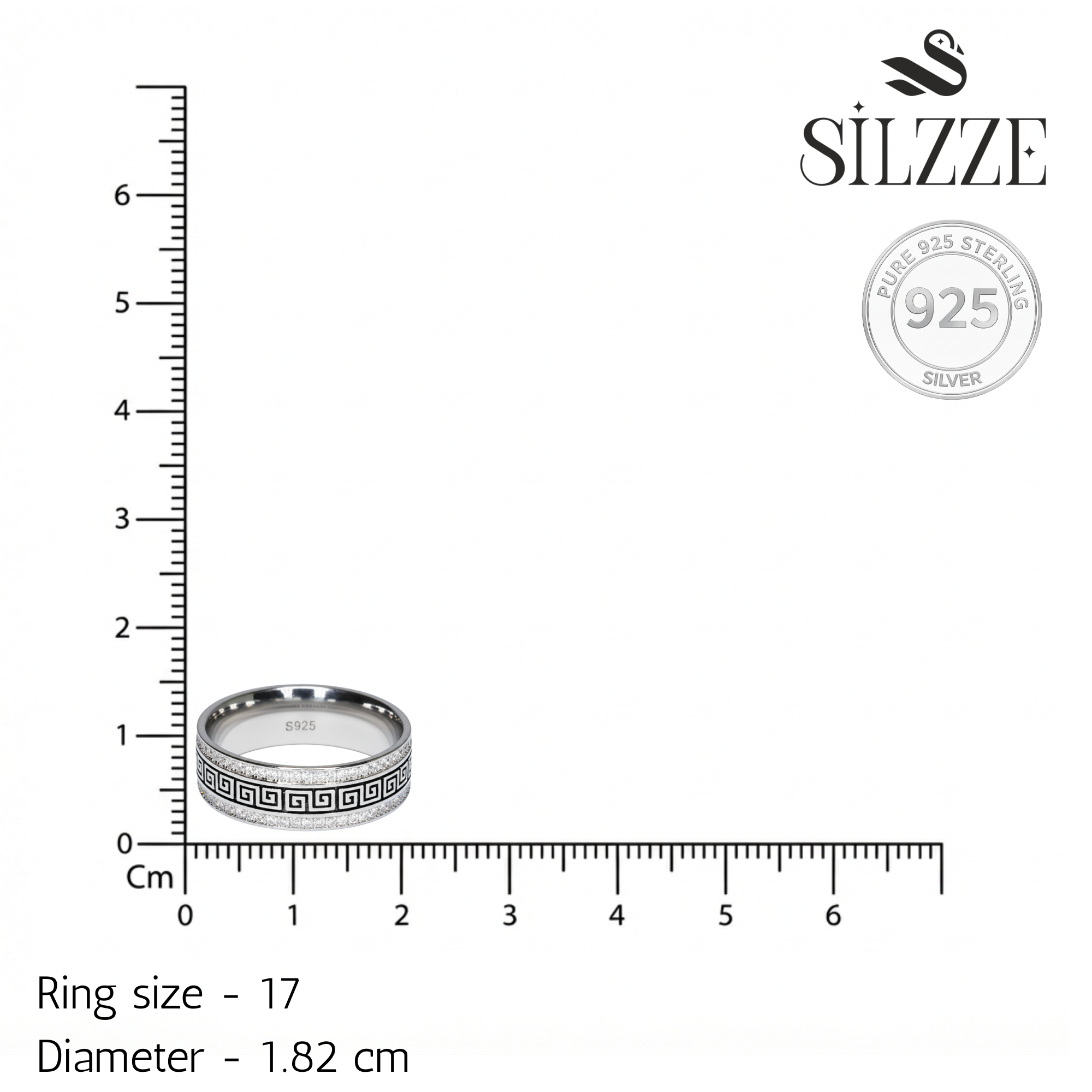 Silver Greek pattern Band ring for mens