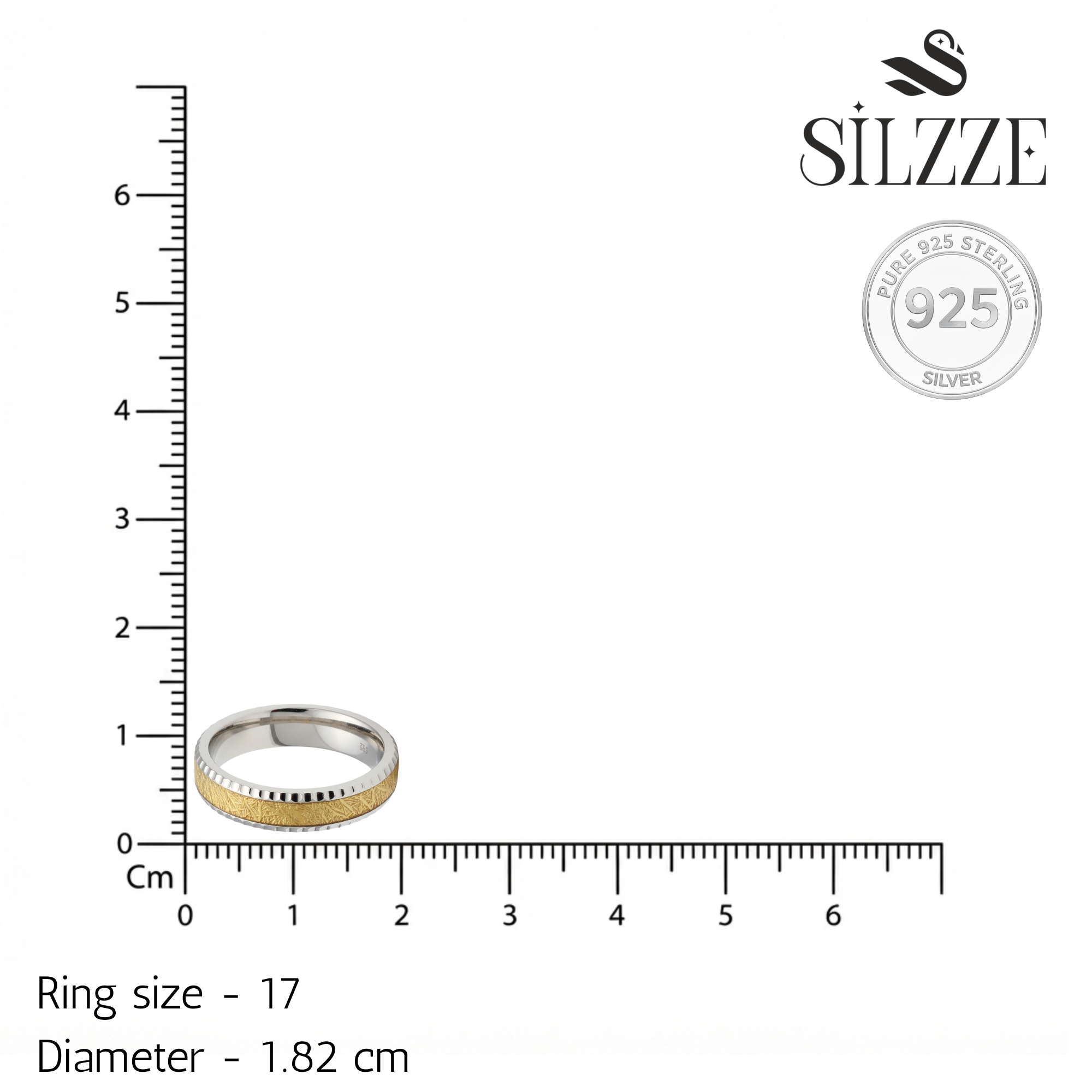 Silver Meteorite Golden Texture Band For Him