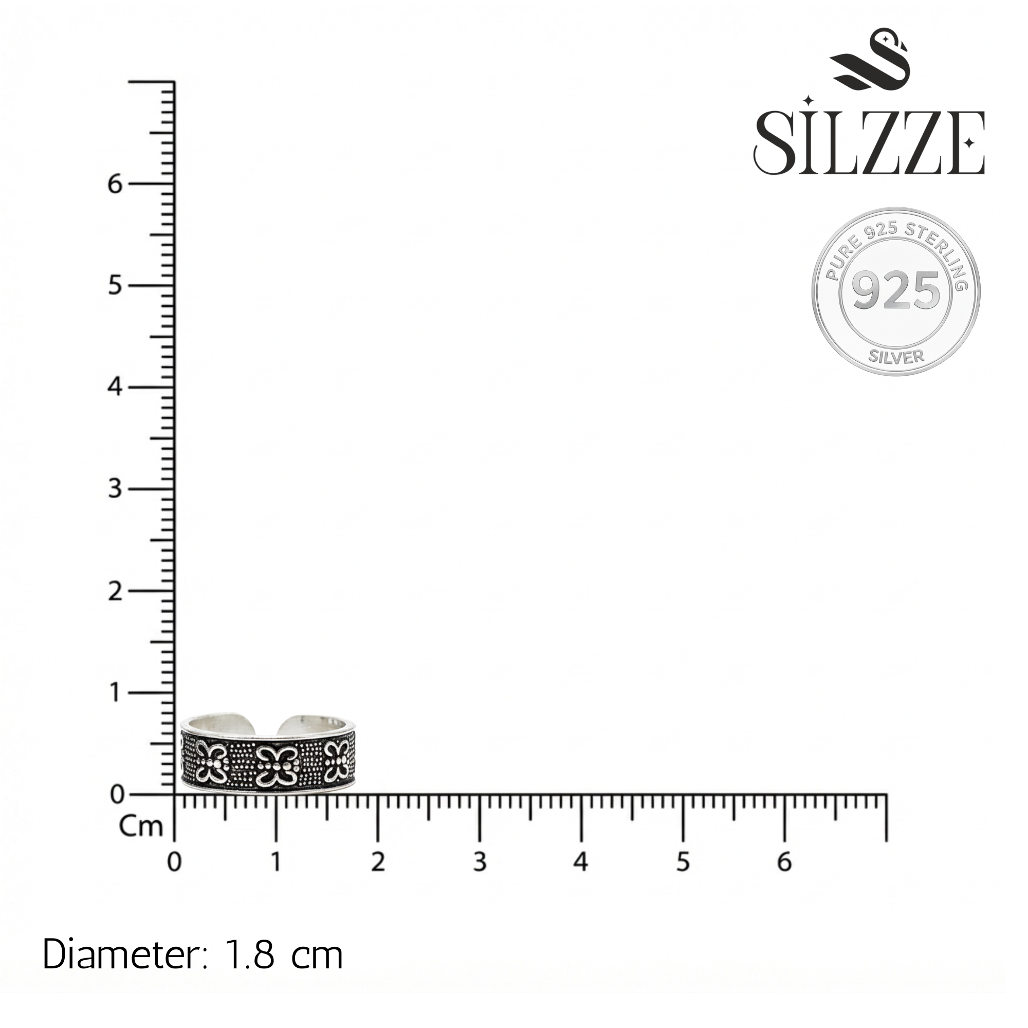 Silver Butterfly Oxidised Toe ring