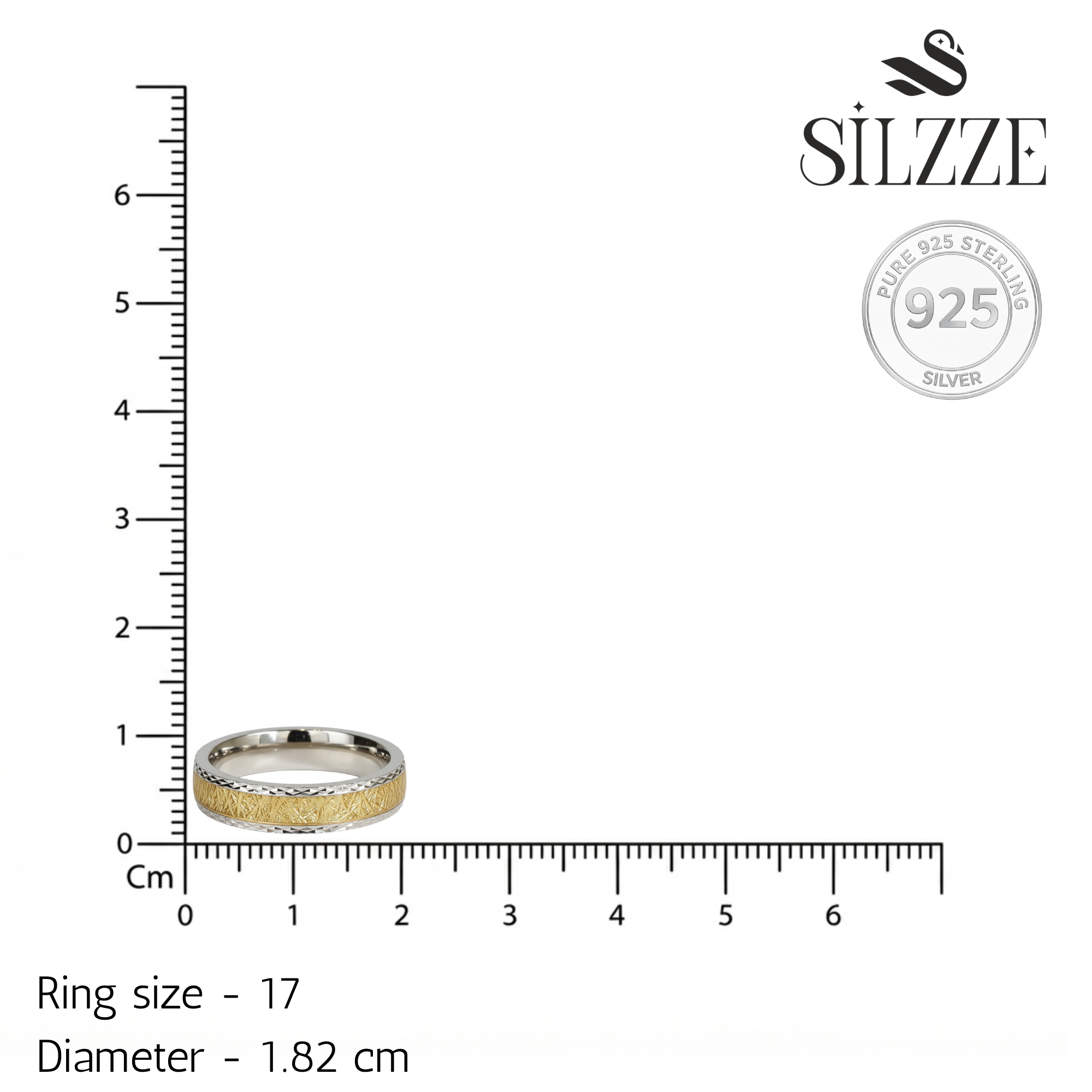 925 Two-Tone Diamond-Cut Ring For Him