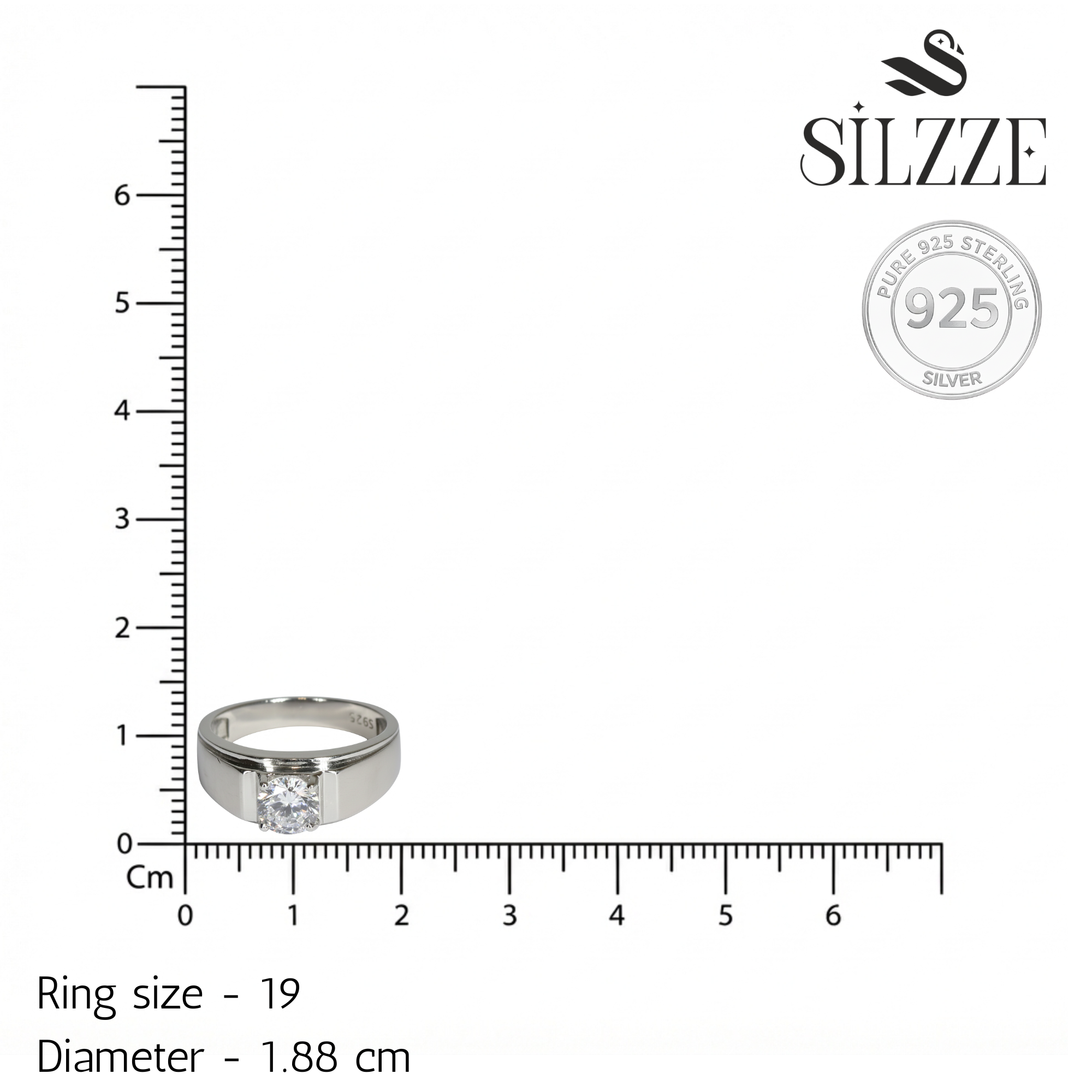 925-Sterling Silver Brilliant-Cut Solitaire Signet Ring for Him