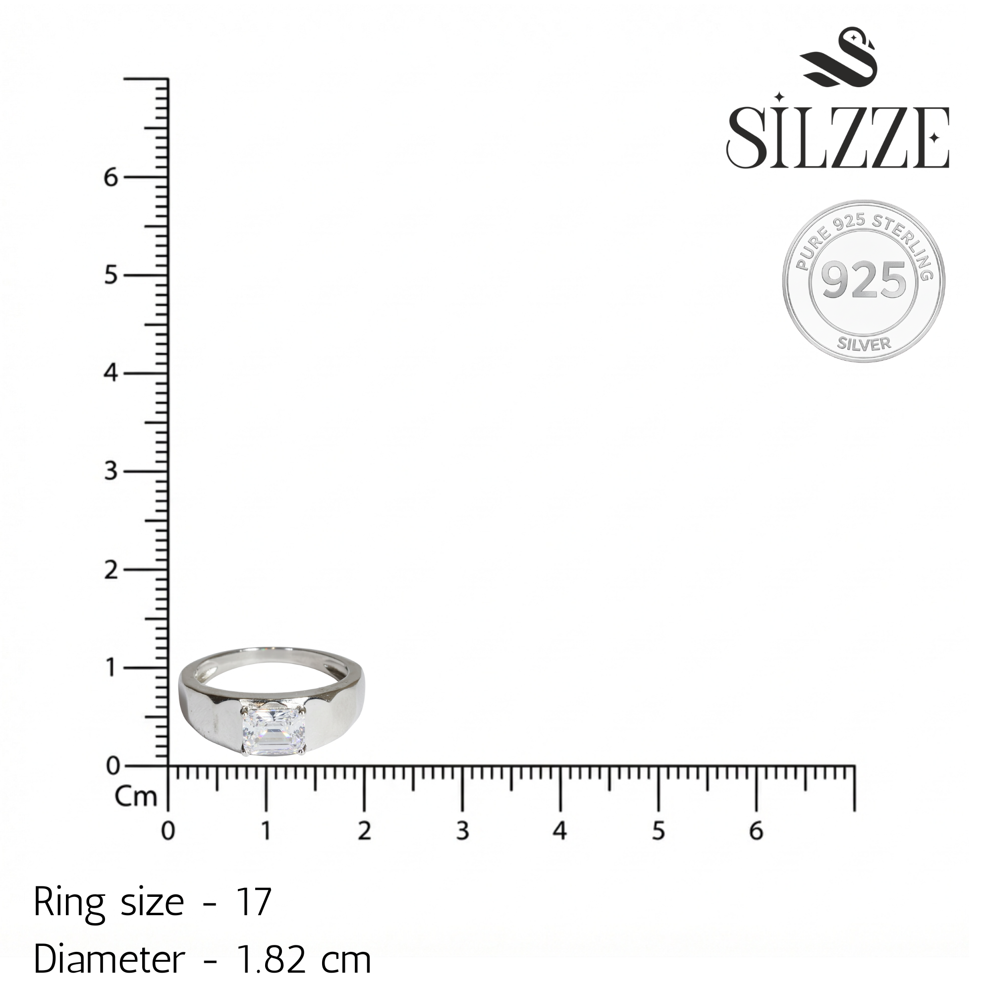 925-Sterling Silver Radiant-Cut Solitaire Signet Ring for Him