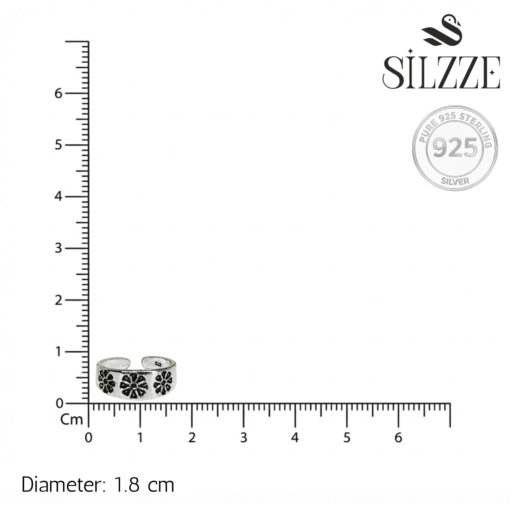 Silver Bloom Oxidized Toe Rings