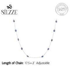 Silver Blue Sapphire chain  Necklace