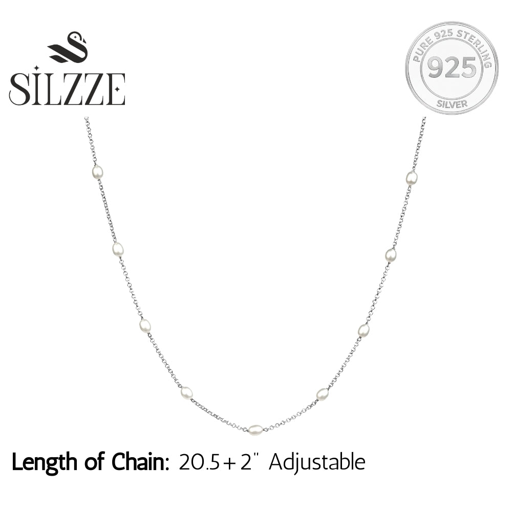 Graceful Freshwater Pearls Sterling Silver Chain