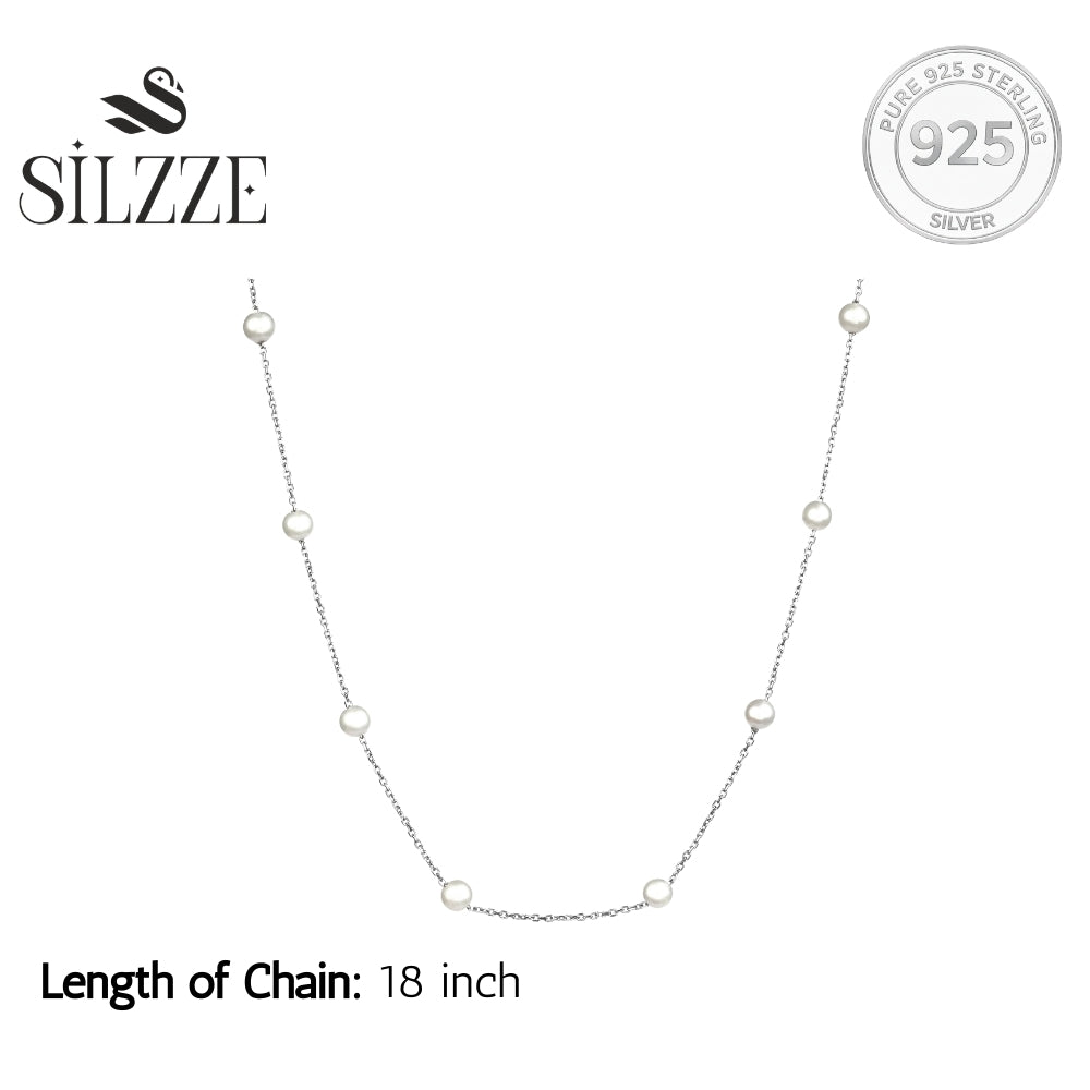 Classic Round Freshwater Pearl Sterling Silver Chain