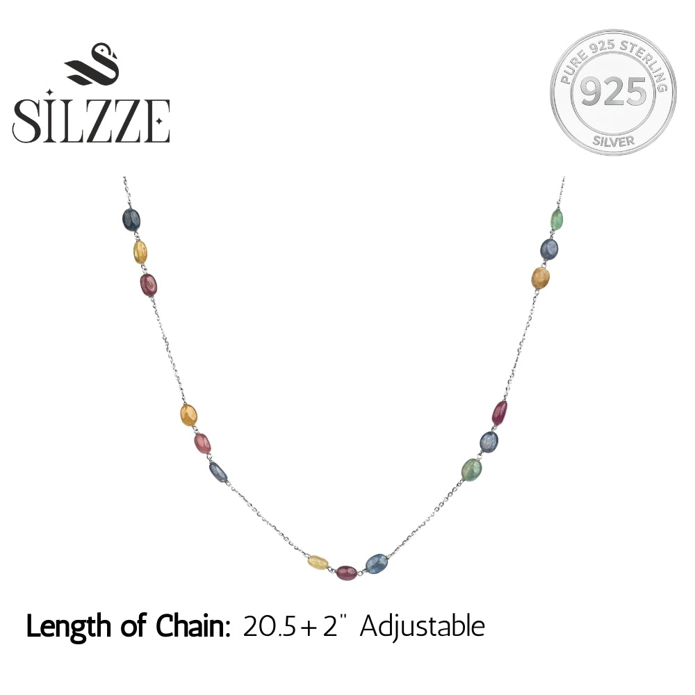 Multicolored Gemstone Trinity Sterling silver Necklace