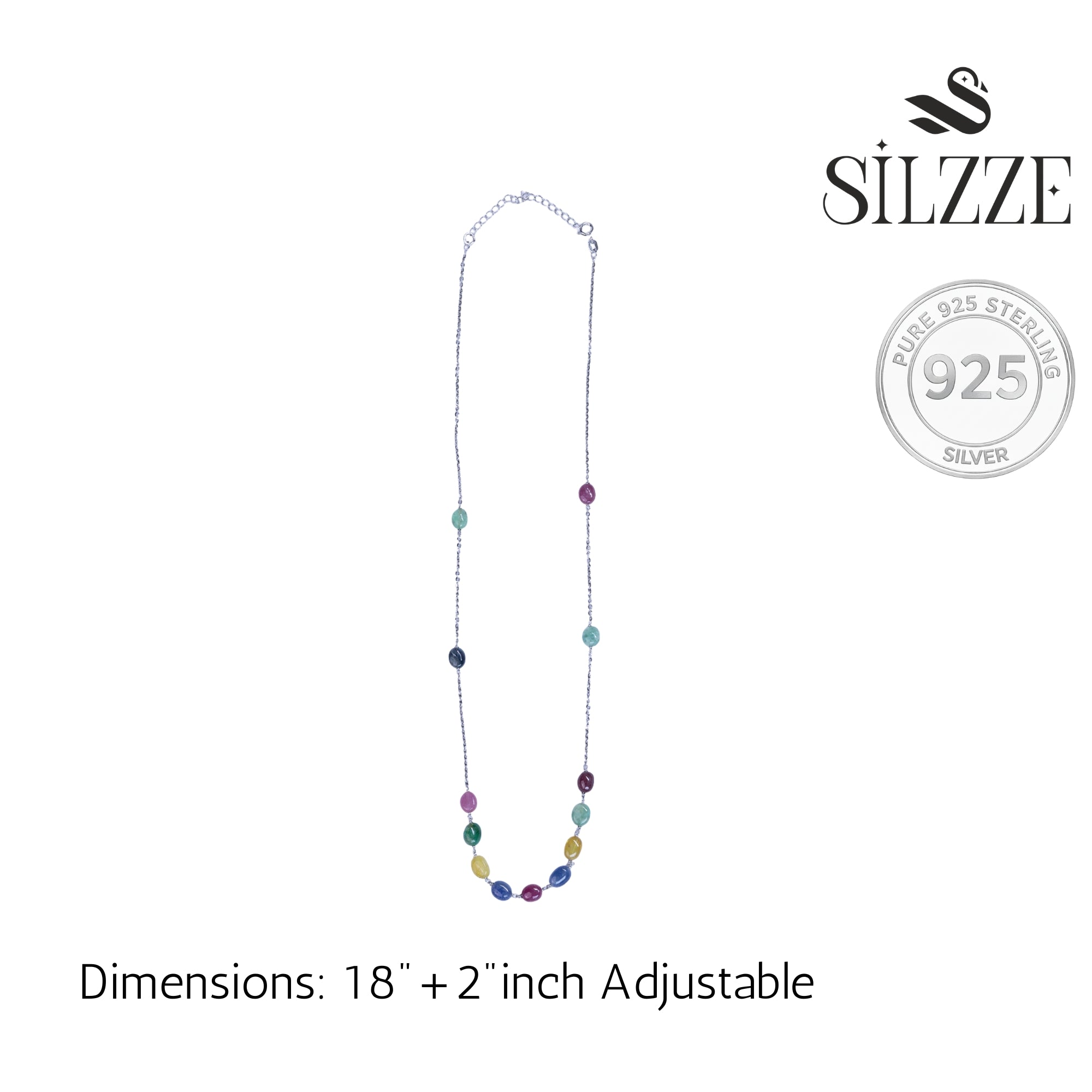 Silver Multicolor Long chain Necklace