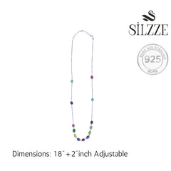 Silver Multicolor Long chain Necklace