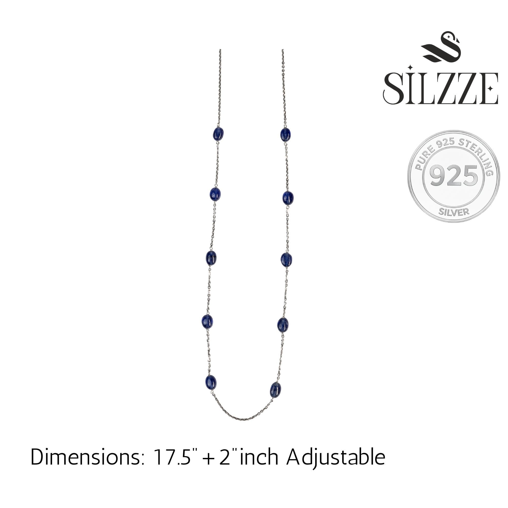 Silver Blue Sapphire chain  Necklace