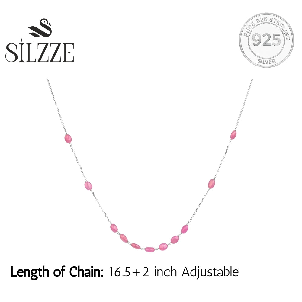 Pink Ruby Sterling Silver Necklace