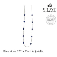 Silver Blue Sapphire chain  Necklace