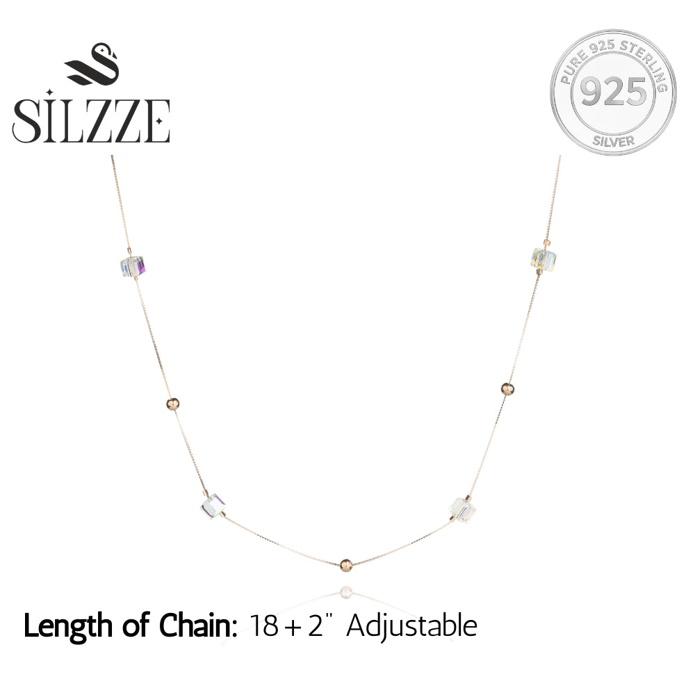 925 Silver Rose Gold Crystal Chain