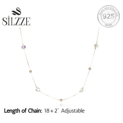 925 Silver Rose Gold Crystal Chain