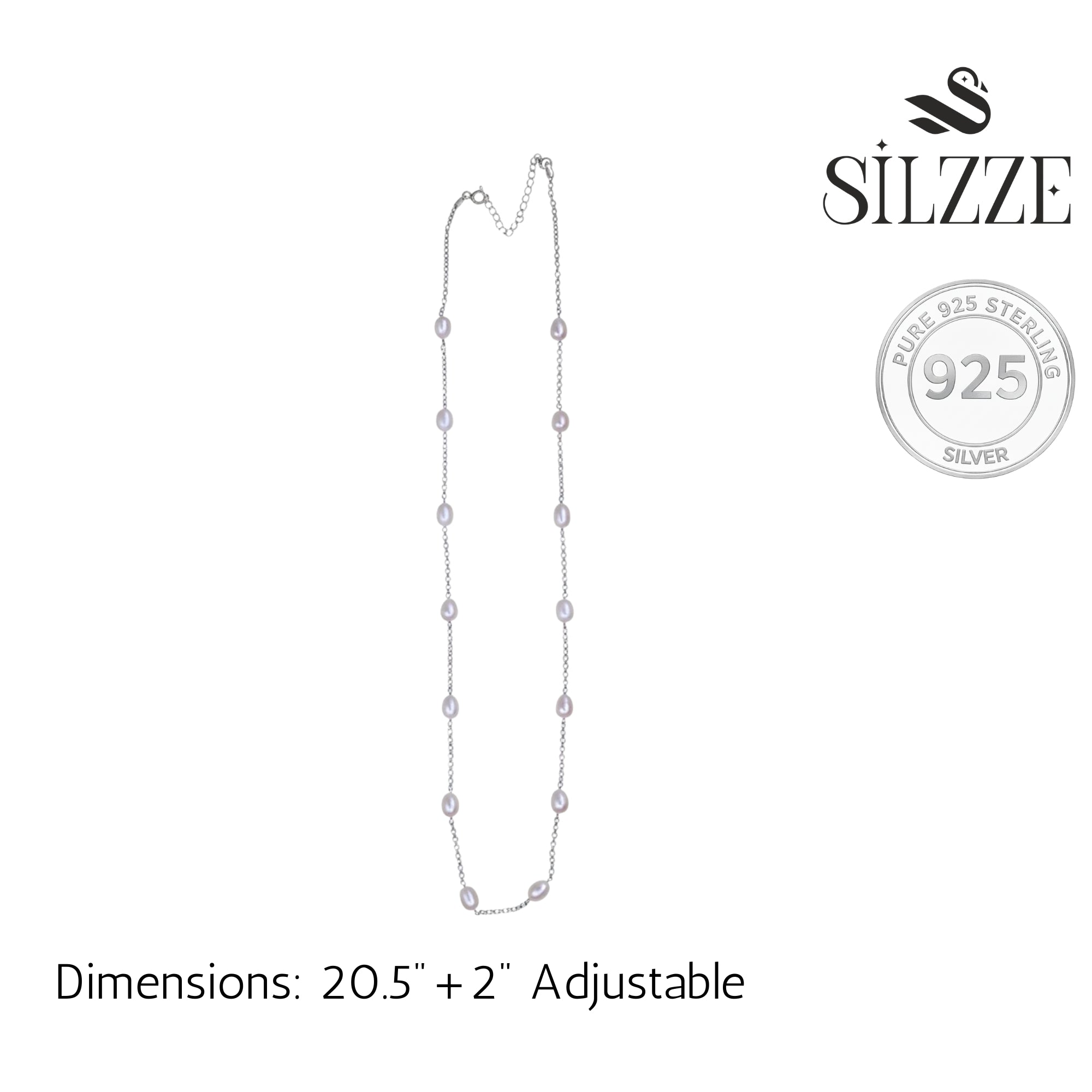 Silver Petite Pearl long chain Necklace