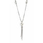 Silver Minimalist Pearl Drop Lariat Chain