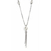 Silver Minimalist Pearl Drop Lariat Chain