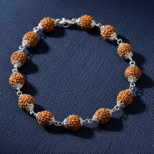 Silver Premium Classic Rudraksh High Polish Bracelet