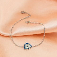 Silver Radiant Triangular Evil Eye Bracelet